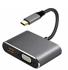 ADAPTADOR TIPO C 4 EN 1 CONVIERTE A HDMI - VGA - USB 3.0 - TIPO C