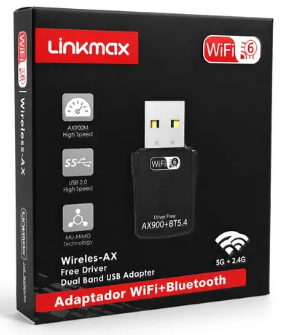ADAPTADOR USB BLUETOOTH WIFI LINKMAX AX900 - 2 EN 1