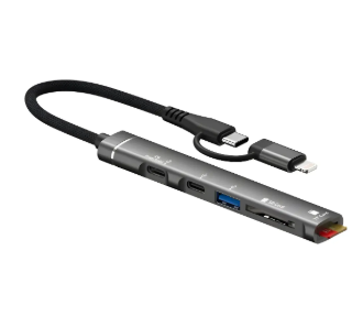 ADAPTADOR TIPO C/IPHONE 2 TC 1 USB SD/MSD (5 EN 1)