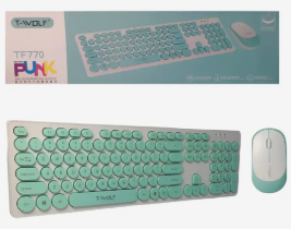 TWOLF TF770 COMBO TECLADO Y MOUSE VERDE INALAMBRICO