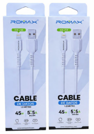 CABLE ROMAX USB - LIGHTNING 55W - 6A - 1M