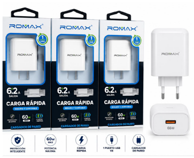 CARGADOR ROMAX V8 TURBO POWER 66W - 6.2A