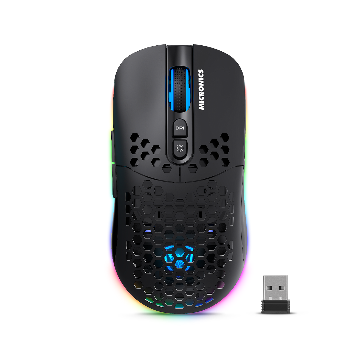 WARRIOR 3 MIC GM828-3M MOUSE GAMER BT WIFI RECARGABLE RGB 7B 4800DPI MICRONICS